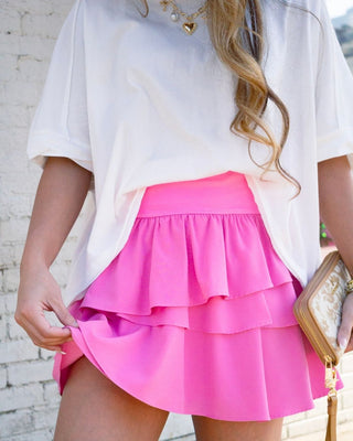 Pink Tiered Ruffle Activewear Skirt