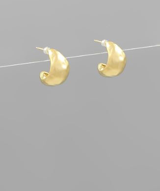 Small Hammered Matte Gold Hoop Earrings