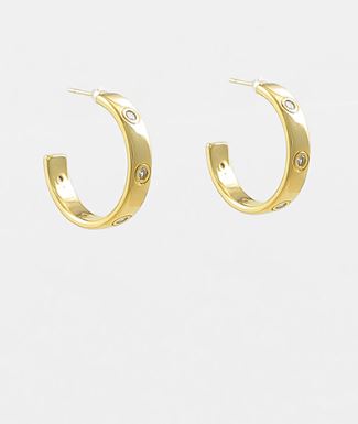Gold Crystal Pave Hoop Earrings