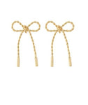 Small Gold Rope Textured Bow Earrings