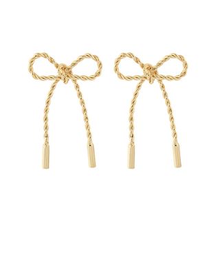 Small Gold Rope Textured Bow Earrings