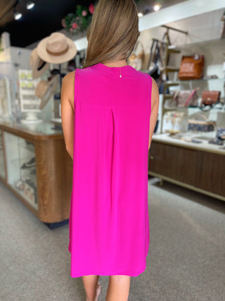 Magenta Wrinkle Free Sleeveless Dress