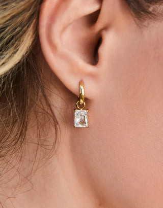 Spartina 449 Splash Collection Emerald Drop Convertible Hoop Earrings - Cubic Zirconia