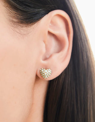 Spartina 449 Splash Collection Sparkling Heart Stud Earrings - White Opal