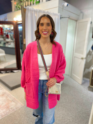 Bright Pink Oversized Cardigan