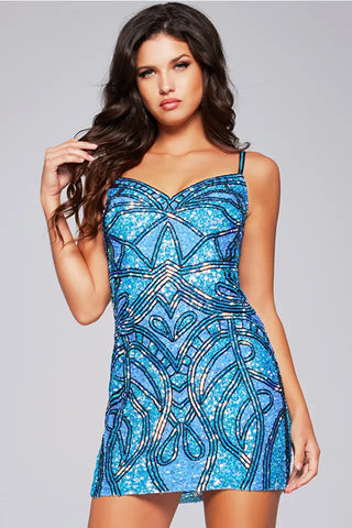 Jovani 40916 - Light Blue Multi Size 0