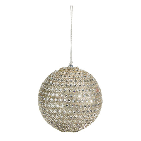 4" Silver Jeweled Ball Ornament