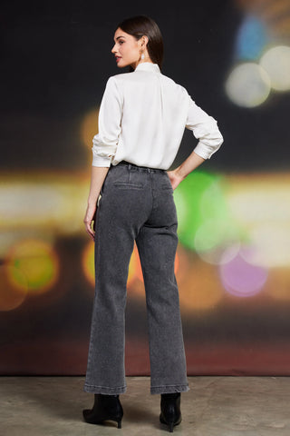 *FINAL SALE* Charcoal Denim Rhinestone Studded Wide Leg Pants