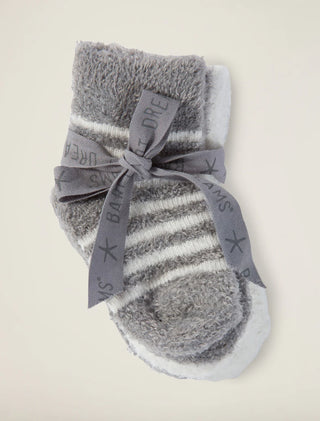 Barefoot Dreams CozyChic Lite® Infant Sock Set - Pewter/Pearl (0-6 Months)