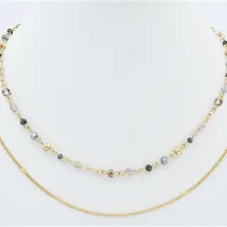 Gold Thin Snake Chain with Multi Small Crystals Necklace