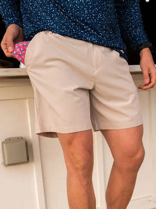 Burlebo Everyday Short - Light Khaki w/ American Flag Pockets