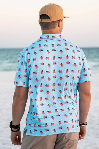Burlebo Performance Polo - Waving USA Flag
