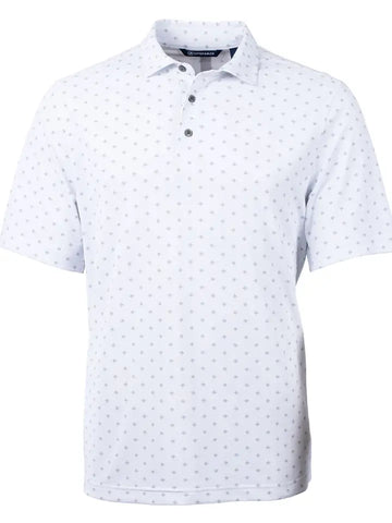 Cutter & Buck Virtue Eco Pique Tile Print Recycled Mens Polo - White