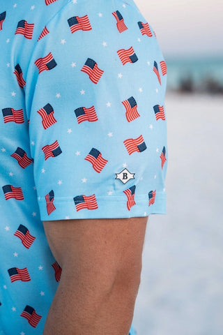Burlebo Performance Polo - Waving USA Flag