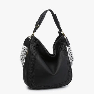 Black Whipstitch Hobo/Crossbody w/ Guitar Strap