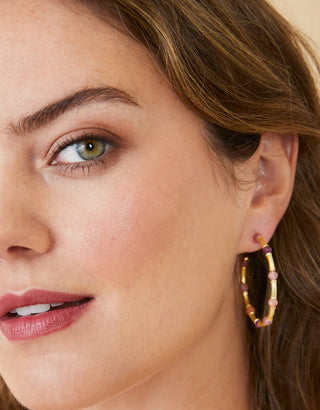 Spartina 449 Calm Waters Hoop Earrings - Ruby/Sun Stone