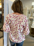 Off White/Pink Floral Printed Button Up Blouse