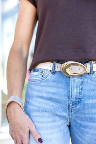Ivory Teardrop Buckle Belt