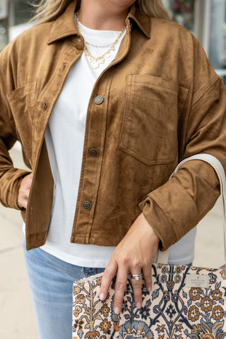 Z Supply All Day Cropped Suede Jacket - Coconut