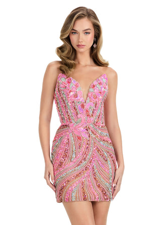 ASHLEYlauren 4500 - Neon Pink/Nude Size 0