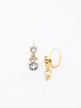 Sorrelli Clustered Circular Crystal Drop Dangle Earrings - Bright Gold Tone/Crystal