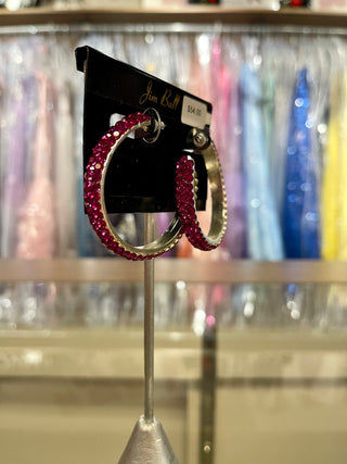 Jim Ball PV405 - Fuchsia/Silver Hoop Earrings