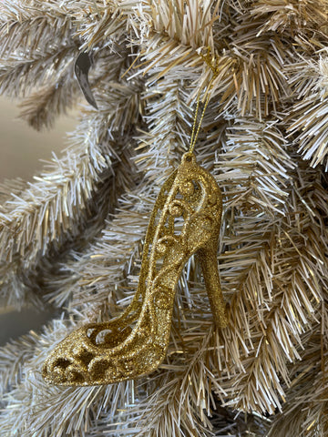 Gold Glittered High Heel Ornament
