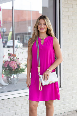 Magenta Wrinkle Free Sleeveless Dress