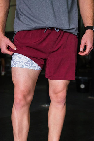 Burlebo Athletic Short - Maroon - White Camo Liner