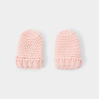 Knitted Hat And Mittens Set - Pink (0-3 Months)