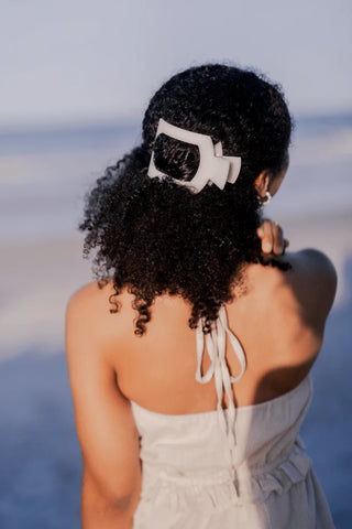 Teleties Coconut White Large Flat Square Clip