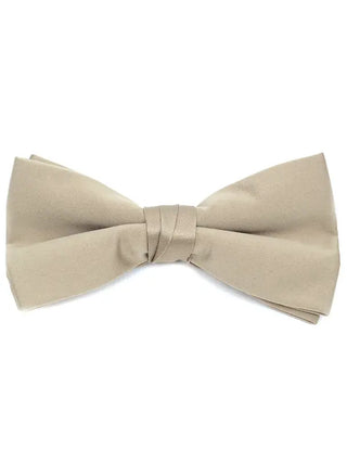 Men's Satin Clip On Bow Tie - Taupe