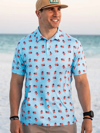 Burlebo Performance Polo - Waving USA Flag