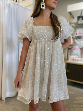 Glittered Babydoll Mini Dress