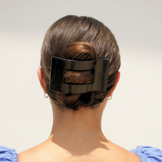 Teleties Jet Black Large Flat Rectangle Clip