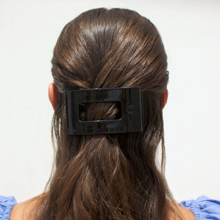 Teleties Jet Black Medium Flat Rectangle Hair Clip