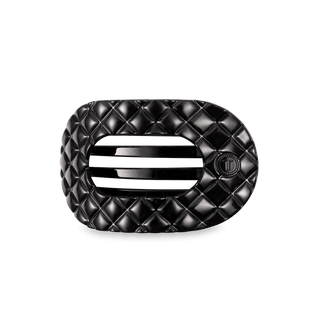 Teleties Jet Black Quilted Medium Flat Round Hair Clip