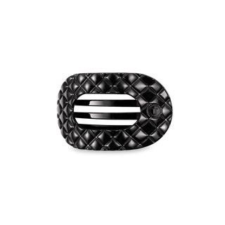Teleties Jet Black Quilted Small Flat Round Hair Clip