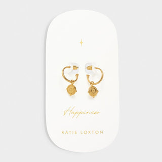 Katie Loxton 'Happiness' Waterproof Gold Antique Coin Hoop Earrings