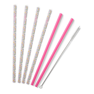 Swig Confetti & Pink Reusable Straw Set