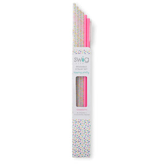 Swig Confetti & Pink Reusable Straw Set