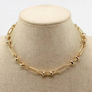 Gold Textured Design Chain Necklace