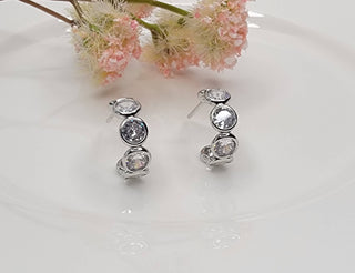 Dainty Silver/CZ Hoop Earrings