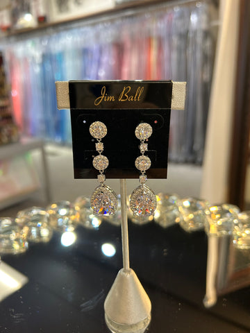 Jim Ball Earrings CZ248 - Cubic Zirconia Clear/Silver