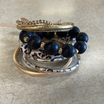 Black/Leopard/Gold Stetch Bracelet & Bangle Set