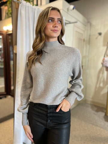 Heather Grey Turtleneck Dolman Sleeve Sweater