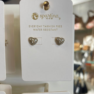 Spartina 449 Splash Collection Sparkling Heart Stud Earrings - White Opal