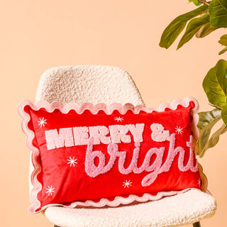 Merry & Bright Scalloped Throw Pillow