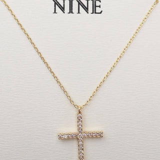 Gold CZ Cross Pendant Necklace