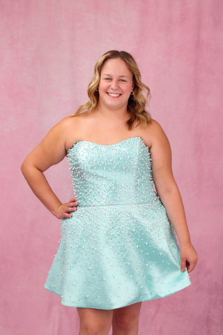 Sherri Hill 58103 - Aqua/Silver Size 20